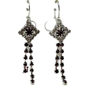 Vintage Style Pink Rhinestone Diamond Shape Lever Back Dangle Earrings NEW